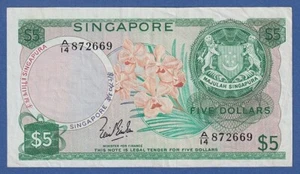 SINGAPUR / SINGAPORE -- 5 DOLLARS ND ( 1967 ) -- MBC / VF -- PICK 2a . - Picture 1 of 2