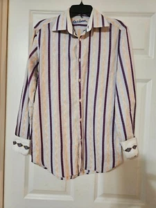Robert Graham Long Sleeve Men's Shirt Size M. Striped,multi-colored Flip Cuff - Picture 1 of 9