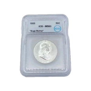 1955 Franklin Half Dollar ICG-MS63 "Bugs Bunny" High Grade Variety - Picture 1 of 4