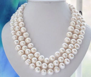 Charming Natural 10-11mm White Freshwater Cultured Pearl Necklace Long 54-100" - Picture 1 of 12