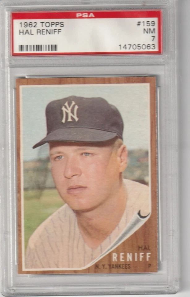 1962 Topps Hal Reniff #159, PSA NM 7 (5063) - Image 1 of 1