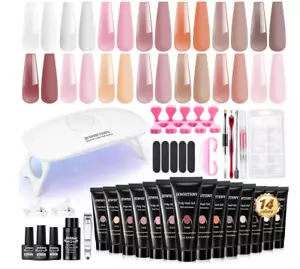 JEWHITENY Poly Extension Gel Nail Kit 14 PCS Poly Gel With Mini Nail Lamp - NEW - Picture 1 of 8