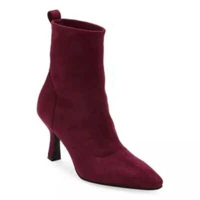 Worthington Olympia Ankle Bootie Womens 10 Burgundy Flared Heel Faux Suede NEW - Image 1 of 4