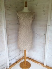 Vintage 1950’s/1960’s Gold And Cream Sleeveless Cocktail Dress