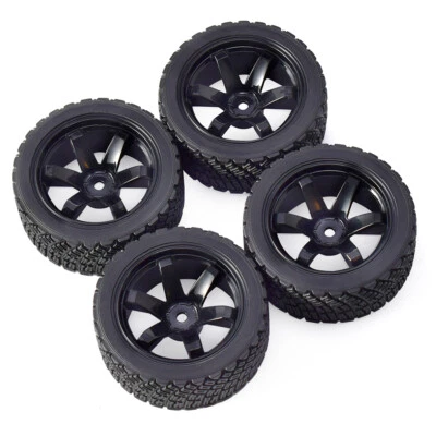 Austar 4PCS 12mm Hex 67mm RC Car Rubber Tires Wheel for 1/10 WLtoys 1/14 144001 - Image 1 of 4