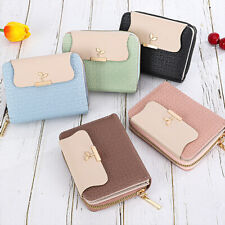 Fashion Women ID Short Wallet Solid Color Bag Zipper Purse Multiple Card Slots