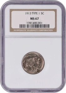 1913 Buffalo Nickel Type 1 MS67 NGC - Picture 1 of 4