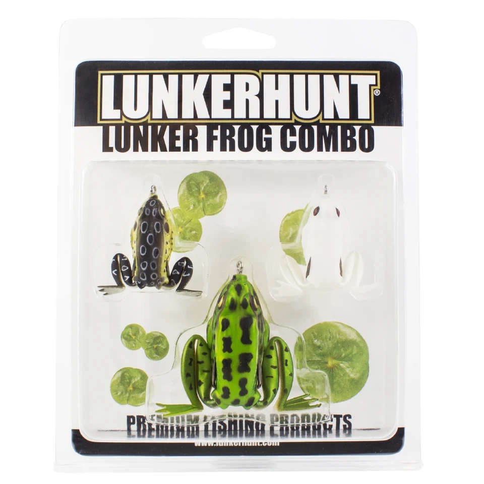 Lunkerhunt 3-Piece Lunker Frog Combo Bass Fishing Hollow Body Topwater Frogs - Image 1 of 1