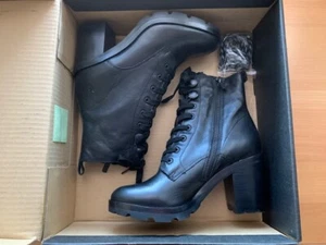 FRYE NIB Myra lug combat short black leather boots shoes US 8 M - Picture 1 of 12