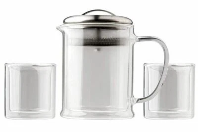Glass Tea Set - 3 Piece Set - For Loose Leaf - Double Wall - Fusion Teas - Image 1 of 3