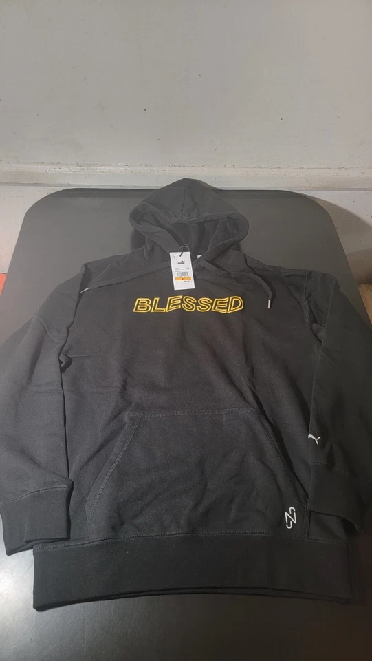 Puma Neymar Jr. Blessed Pocket Hoodie Black/Gold 534503 01 Sz Small