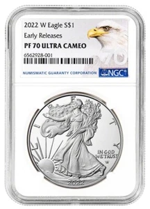 2022-W 1 Oz Silver $1 AMERICAN EAGLE NGC PR70 Ultra Cameo ER Proof Coin. - Picture 1 of 4
