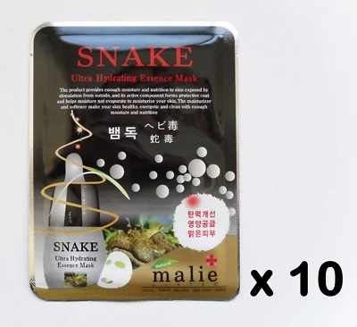 10pcs Malie SNAKE Face Mask Packs Sheet 25g Wrinkle Care Moisturizing Cosmetic - Image 1 of 4