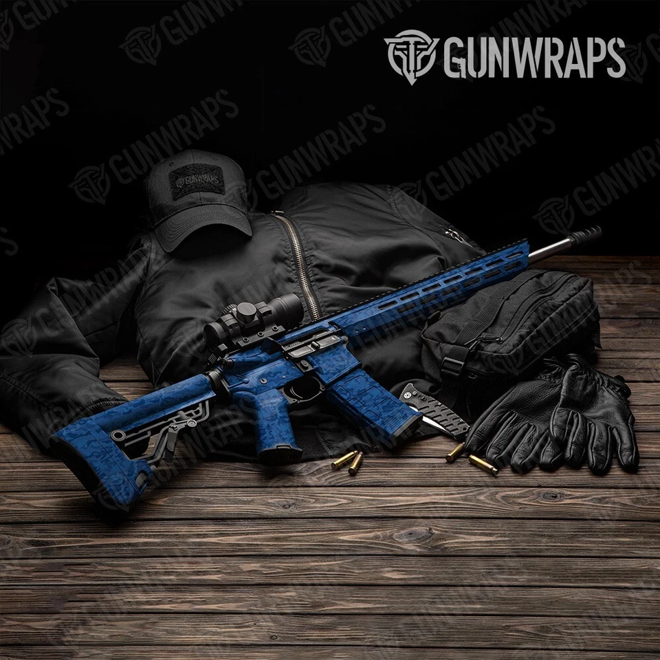 GunWraps Classic Elite Blue Camo Premium AR15 Vinyl Gun Wrap Skin Matte USA - Image 1 of 1