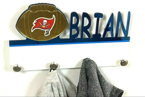 Personalized Coat Hanger Tampa Bay Buccaneers Hat Rack Towel Hook Wall Organizer Cover