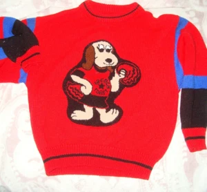 vintage 80s 90s red french toast dog sweater cartoon retro scruff mcgruff 5t kid - Picture 1 of 3