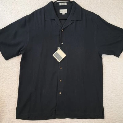 Cutter & Buck Silk Button-Up Shirt Mens Medium Black New With Tags  - Image 1 of 4