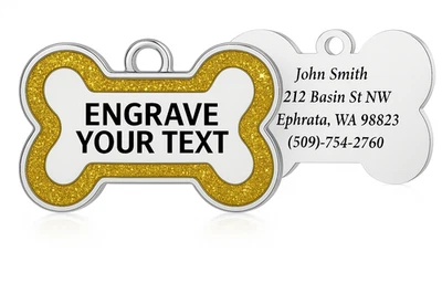 Индивидуальная гравированная бирка из нержавеющей стали для удостоверения домашнего животного - персонализированная бирка для собаки кошки - Изображение 1 из 4