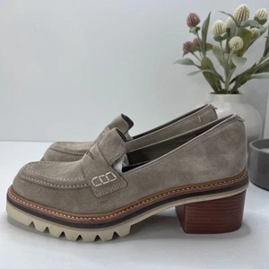 Bernardo Selma Suede Penny Loafer Pump Slip On Lug Sole Block Heel Women's 8M - Picture 1 of 11