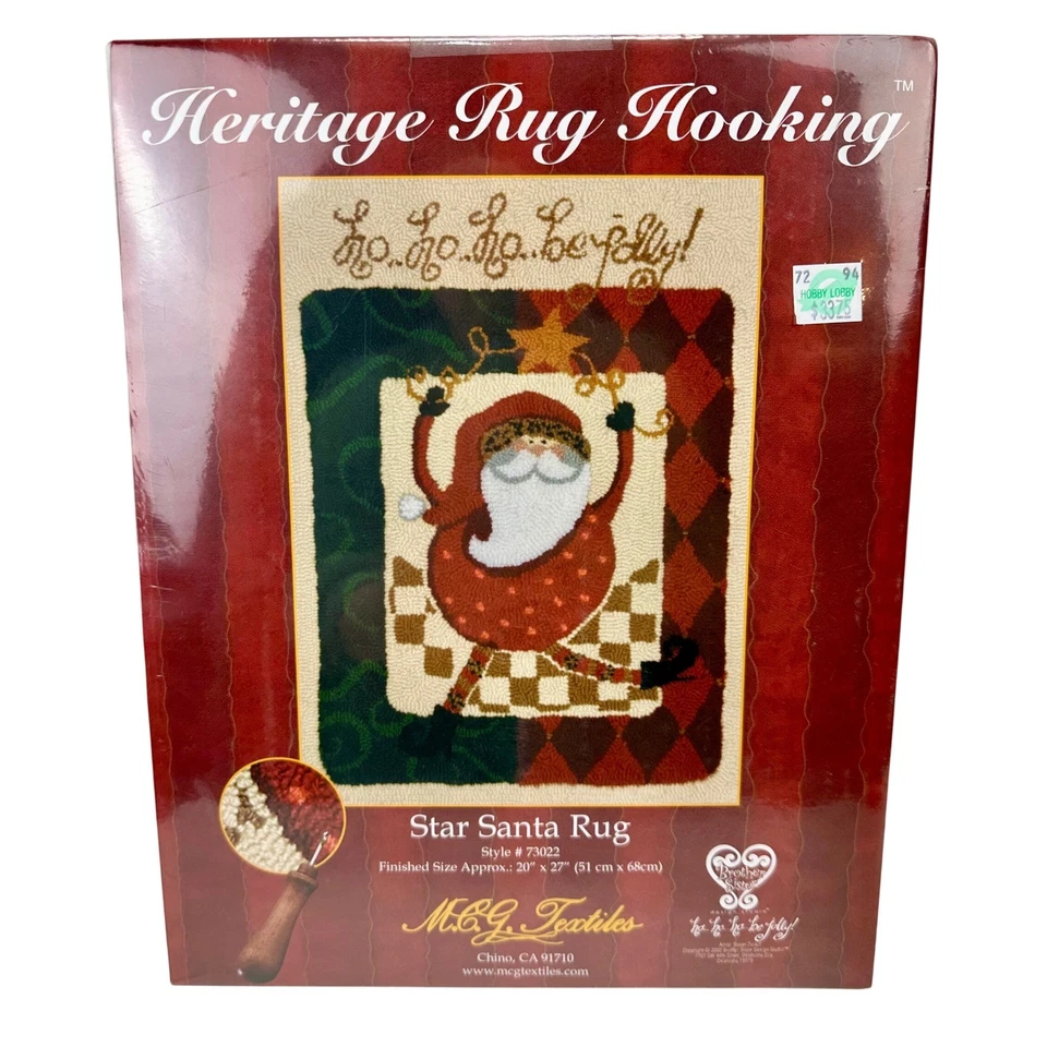 VTG NEW Heritage Rug Hooking Kit Star Santa Ho Ho Ho Be Jolly Christmas Holiday - Image 1 of 4