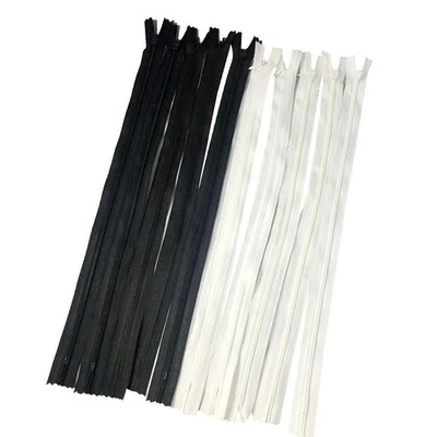 10 Pieces White Black Invisible Nylon Closed End Zip Zippers for Sewing 40cm - Image 1 of 4