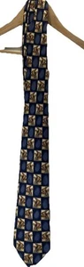 NWT Men’s TOMMY BAHAMA Blue And Tan Silk Golf Tie - Picture 1 of 5