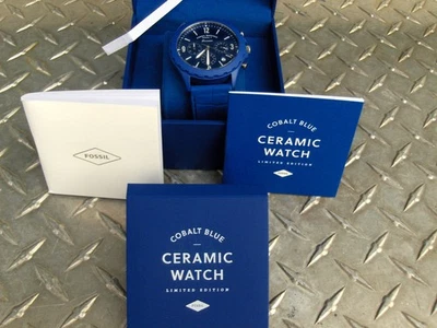 FOSSIL LE 1098 FORRESTER MODEL 3 COBALT BLUE CERAMIC ARCHIVAL - image 1 of 4