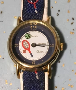 Vintage Xanadu Tennisschläger mit rotierendem Tennisball Sekundenzeiger Uhr Armband bis 6" - Bild 1 von 15