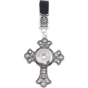Cross Keychain Snap Jewelry Faith Car Ring Fits Ginger Charm 18MM 20MM Buttons - Picture 1 of 10