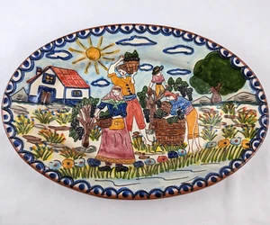 De Colección Flosa Redondo Arte Popular Portugués Cerámica Plato Ovalado Cosecha de Frutas 10x6.5 - Imagen 1 de 11