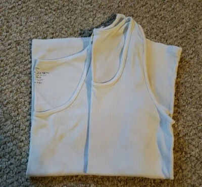 White Ribbed Tank Tops Large Body Glove Faded Glory - Image 1 of 2