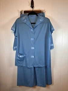 Vintage Henson Kickernick Three Piece Pajama Set Sz 34 Blue Top Pants Robe - Picture 1 of 19