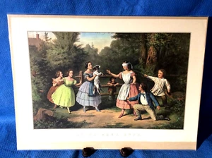 Currier and Ives Color Print Blind Man's Bluff 16x11 - Picture 1 of 6