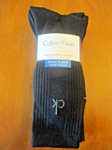 4 PAIR CALVIN KLEIN MENS ATHLETIC BLACK CREW SOCKS shoe sizes 7 - 12 - Picture 1 of 5