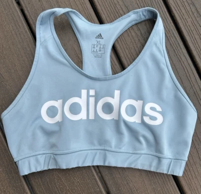 Adidas Womens Light Blue Climalite  Racerback Bra Athletic Logo Size XL - Image 1 of 4