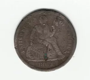 1863 S Liberty Seated Dime - Only 157,500 minted!! - Picture 1 of 2