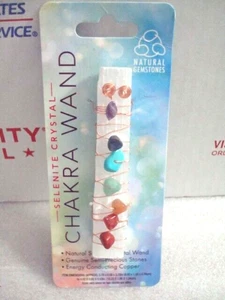 NEW ~ Selenite Crystal Chakra Wand with Natural Gemstones Wrapped w/Copper Wire - Picture 1 of 3