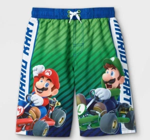 Sz 4-14 Super Mario Kart Swimsuit Set Swim Trunks Shorts Nintendo Boys Luigi NWT - Picture 1 of 3
