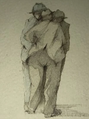 1984 - Andre D Cresty - Three Old Men - Drawing - Original - Signed - Art - Изображение 1 из 4