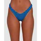 RVCA Storm French Mid Rise Cheeky High Leg Striped Bikini Swim Bottoms Medium