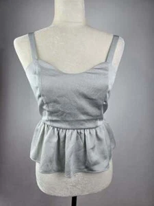 Neu mit Etikett! EXPRESS Größe Small Damen silber elegantes Tanktop/crop Oberteil Rüschen unten - Bild 1 von 2