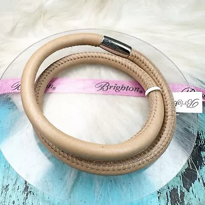 Brighton NEW Woodstock Brown Tan Double Bracelet Add a Charm One Size 16"NWT - Image 1 of 4