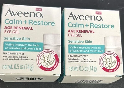 2PK Aveeno Calm + Restore Age Renewal Eye Gel For Sensitive Skin 0.5fl/14ml (Q1) - Image 1 of 4