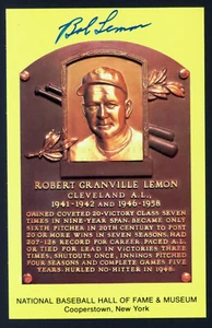 Bob Lemon Signed Autograph HOF Plaque Postcard Indians d.2000 - Picture 1 of 2