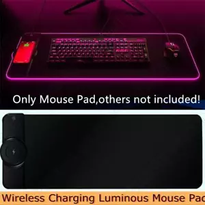 Wireless Charging RGB Mouse Pad Colorful Luminous For Laptop Keyboard Table Mat - Picture 1 of 10