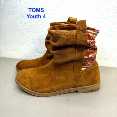 TOMS Laurel Canela Imitación Gamuza Puesta de Sol Rayas Slouch Botín Niñas Talla 4 M Foto 1 de 4