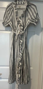 Vestido Anthropologie Pilcro Cuello Volantes Buttondown Blanco Midi Mezcla de Lino 4 - Imagen 1 de 13
