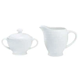 NEW Mikasa Swirl Bone Sugar and Creamer 2 Pcs Set Bone China White Classic - Picture 1 of 10