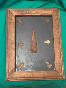 7 NATIVE AMERICAN INDIAN ARROWHEAD POINT CHERT FLINT KNAPPING STONE HUNTING TOOL - Picture 1 of 11