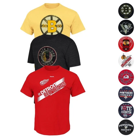 NHL Official Reebok Team Logo Graphic Current & CCM T-Shirt Men's Cover
